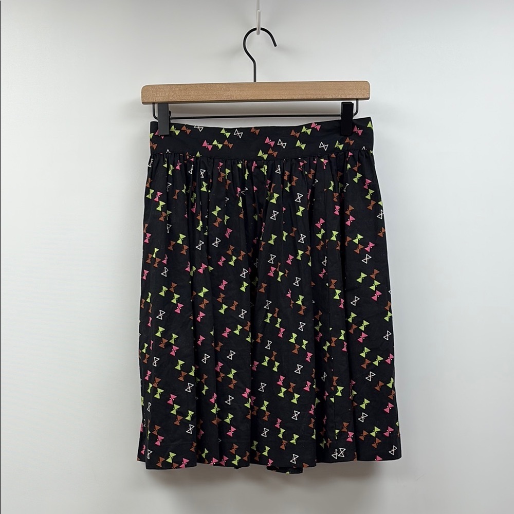 Trashy Diva Bow Graphic '50s Pleated A-Line Skirt Novelty Print Preppy Black 8 - Picture 2 of 8